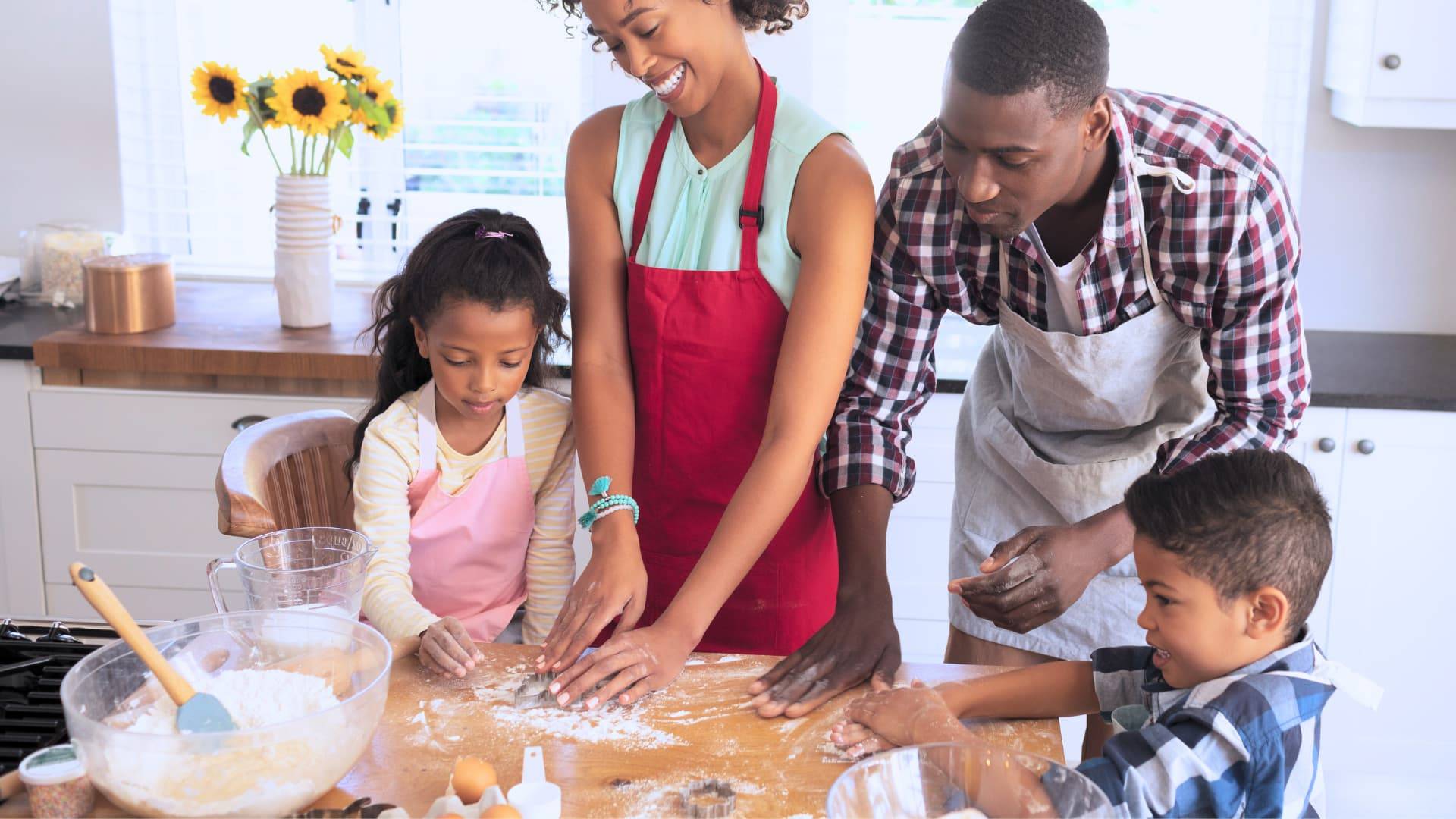 family cooking together is a good food habit